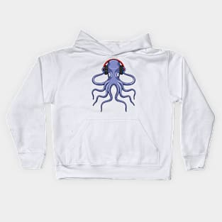 Octopus at Music with Headphone Kids Hoodie